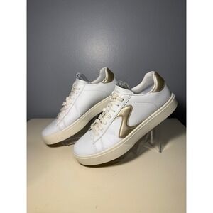 Skechers Court Classics Women White Gold Accent Memory Foam Sneakers Shoes